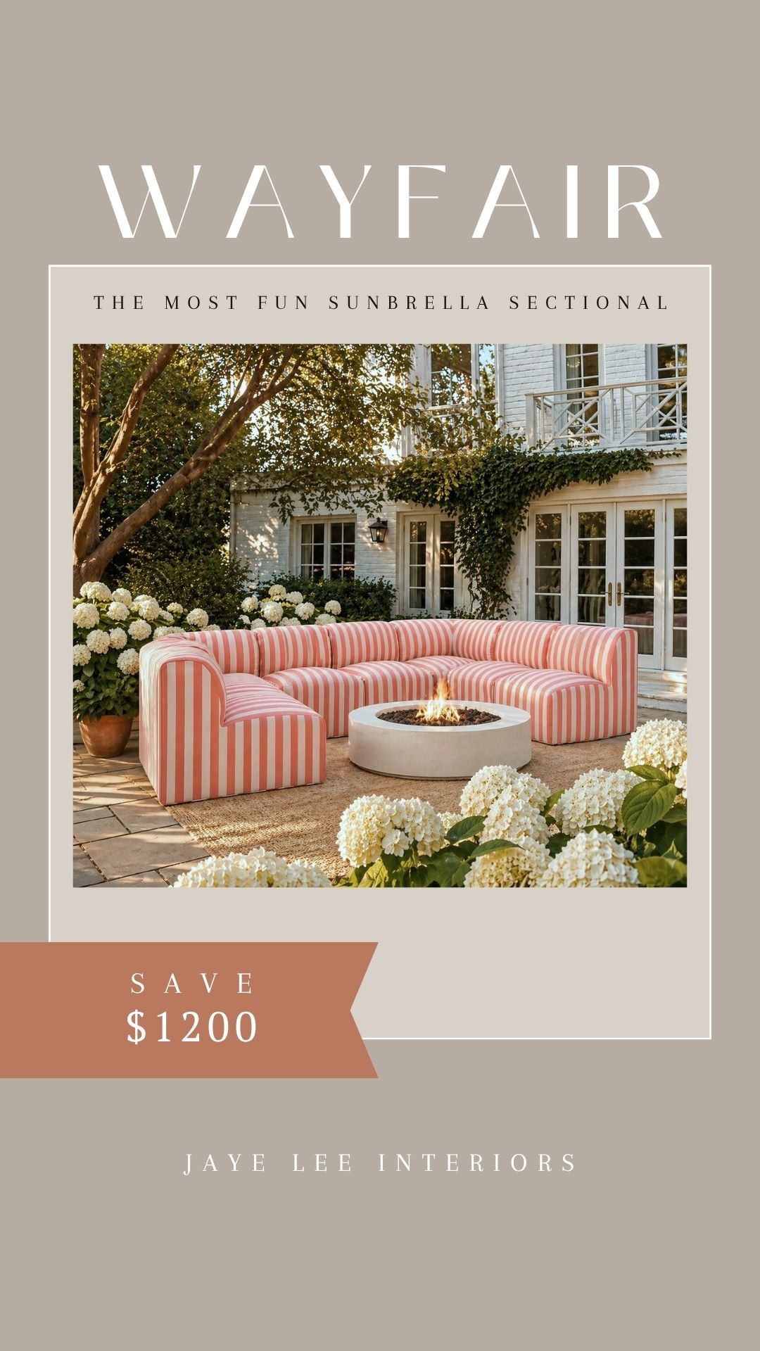 I dream of a space for this adorable outdoor sectional covered in a fun, striped Sunbrella fabric. Truly a statement piece! Aaaaand it's on sale now! #WayDaySale #wayfair #outdoorsofa #outdoorliving #outdoorsectional #patiofurniture #sunbrellafabric #outdoorupholstery #backyardmakeover #jleeinteriors 

 #LTKdayinmylife #LTKHome #LTKSaleAlert