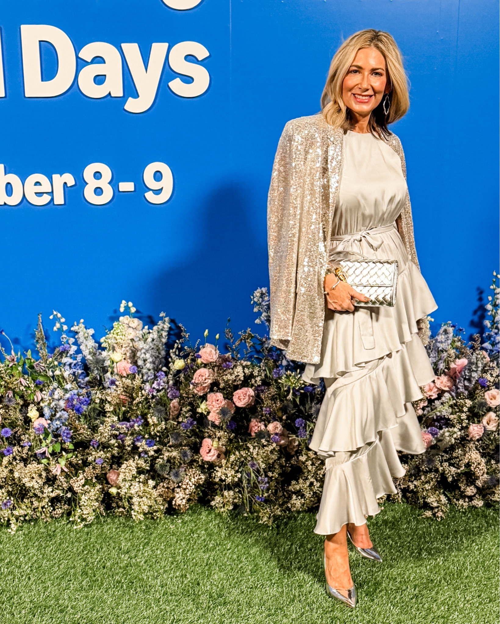 Shining in silver! Wearing pieces from head to toe that are all available from @Amazon. This dress also comes in a beautiful navy and would be fantastic for a fall wedding. Or stick with the silver and add the silver sequin blazer for some holiday sparkle. The dress runs true to size (I’m wearing a size 2) and I went up a size on the blazer for an oversized look (size small). 

#founditonamazon #amazonfashion #weddingguestdress #fashionover50 

#LTKxPrimeDay #LTKItBag #LTKWedding