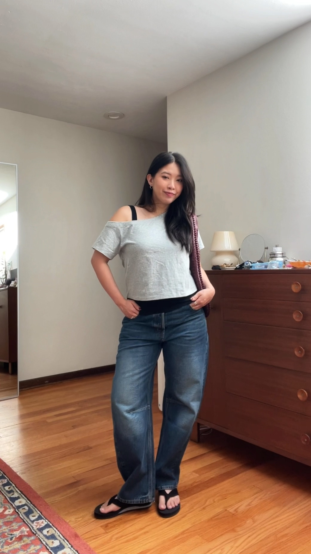 Slowly transitioning to fall outfits! These barrel jeans are soo flattering I was afraid to get these at first thought they would overwhelm me but no! I think it accentuates the curves instead 🥰 loveee 

Follow @lazzzysundaze for more outfit inspiration 

#ootd #earlyfallfashion #latesummer #latesummeroutfit #barreljeans #transitionalstyle #transitionaloutfits #summertofall #90sfashion 
#90sstyle #outfitreels

#LTKxMadewell #LTKStyleTip #LTKSaleAlert