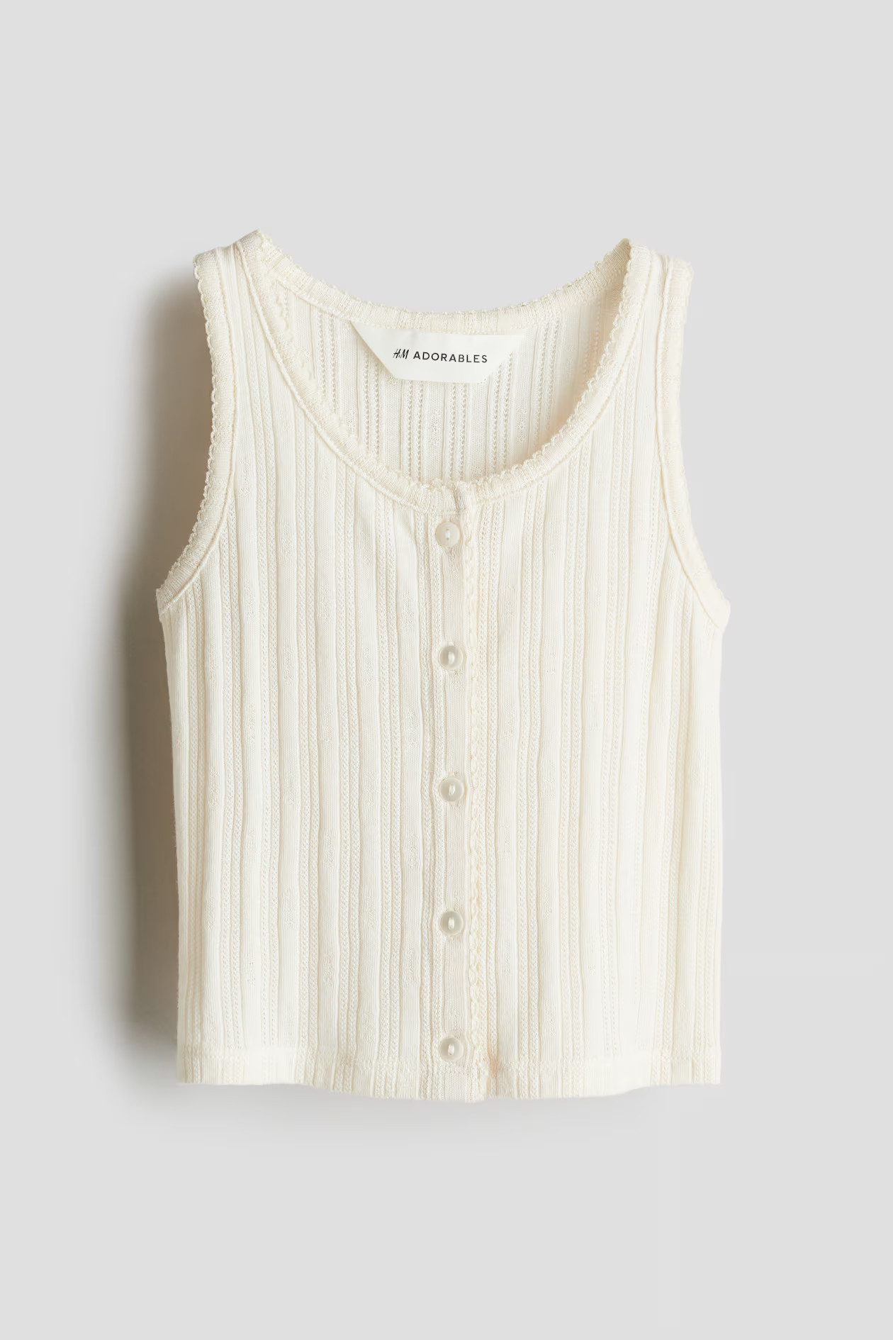Pointelle jersey vest top - Cream - Kids | H&M US | H&M (US + CA)