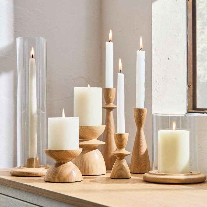 Tira Wood Candleholders | West Elm (US)