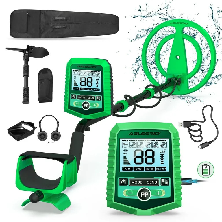 ABLEGRID Metal Detector for Adults and Kids Rechargeable, Professional Gold and Silver Detector w... | Walmart (US)