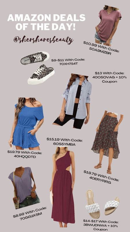 Cute summer fashion Amazon deals of the day! Body con dresses, boho skirt, cute sandals & leopard print canvas shoes, button down shirt, summer tops! 

#LTKstyletip #LTKshoecrush #LTKFind