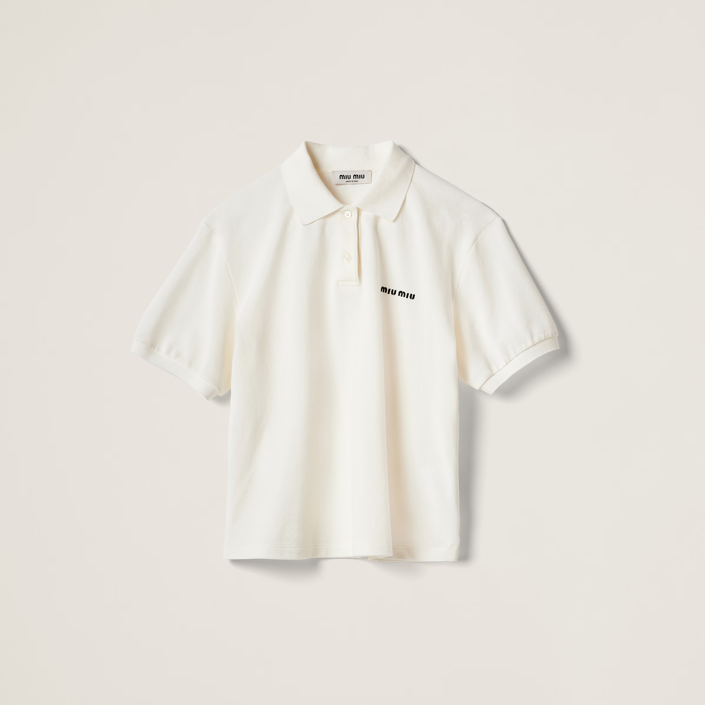 White Cotton Piqué Polo Shirt | Miu Miu | Miu Miu US
