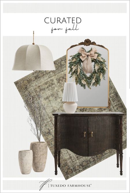 Neutral Living room or entryway decor for fall.

Console cabinet, wall mirror, lamps, wreaths, lighting, pottery vases, Loloi rugs, fall decor, home decor  

#LTKFind #LTKhome #LTKstyletip