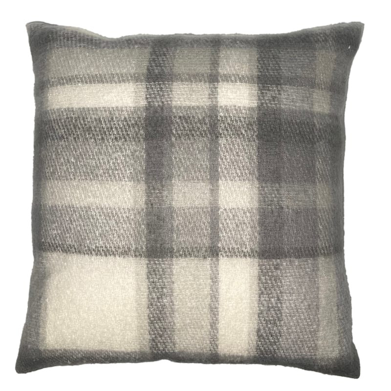 Blue Plaid Mohair Throw Pillow, 24" | At Home