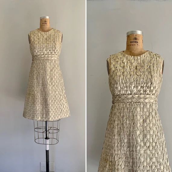 Vintage 1960s Dress / 60s Baby Doll Dress / 1960s Mod Metallic | Etsy | Etsy (US)