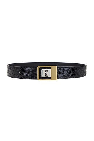 Saint Laurent Boucle LA 66 Belt in Nero | FWRD | FWRD 