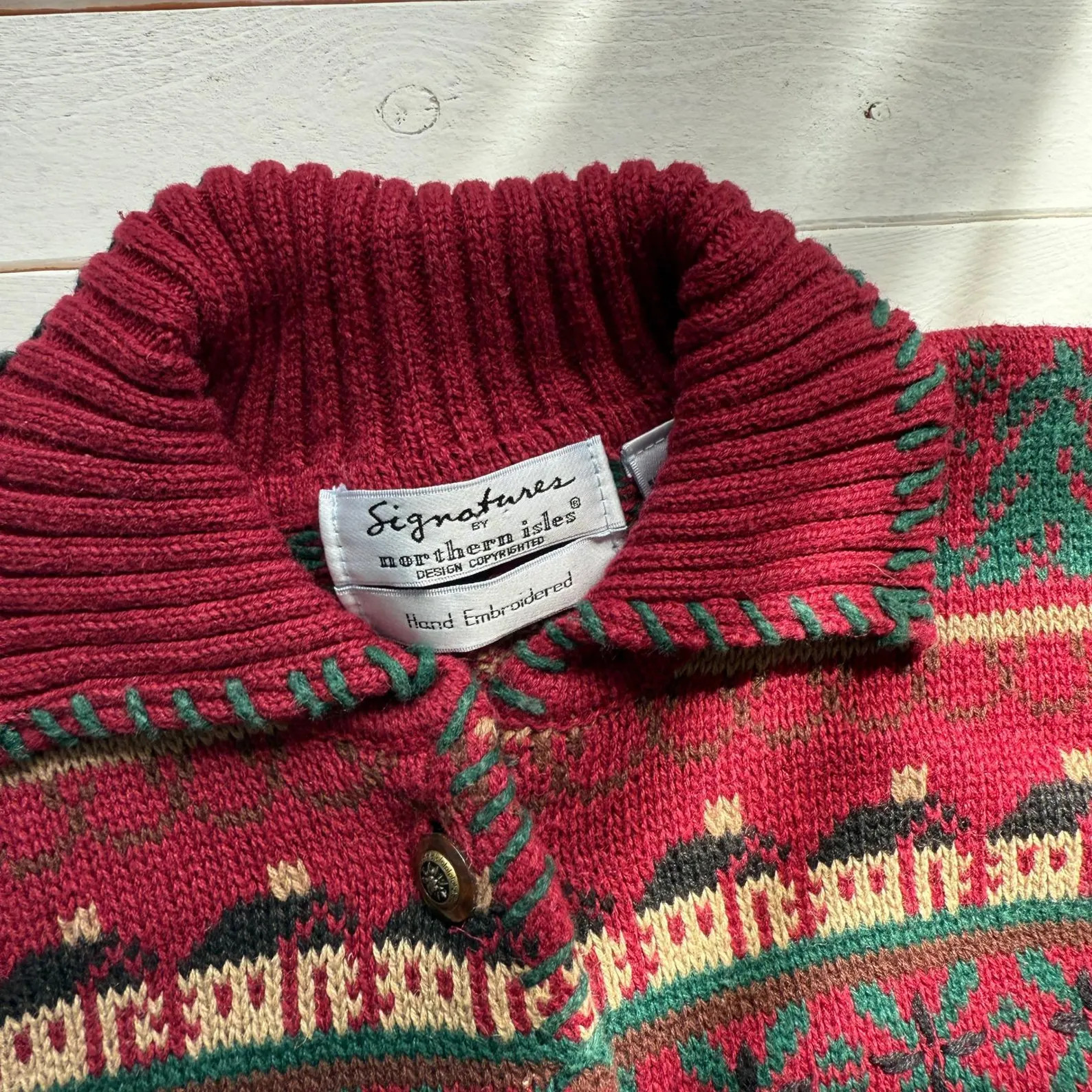 Northern Isles vtg mountain cabin red cardigan sweater size S | Etsy (US)