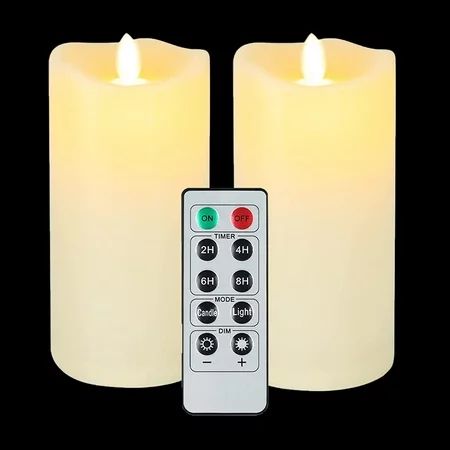 Flickering Flameless Candles with Remote & Timers Realistic Moving LED Flame Battery Operated Candle | Walmart (US)