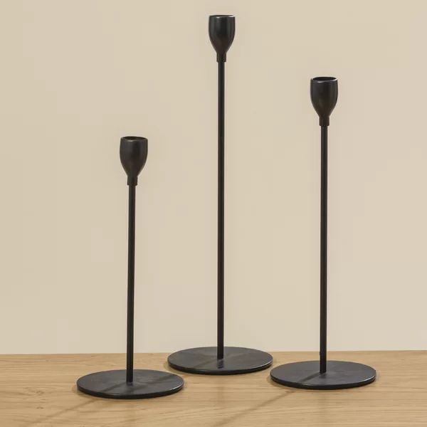 3 Piece Tulip Top Metal Candlestick Holder Set | Wayfair North America