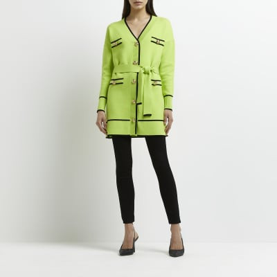 Lime tie waist longline cardigan | River Island (UK & IE)
