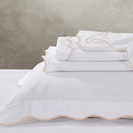 Double White Luxury Scallop Duvet Set 200TC | TK Maxx