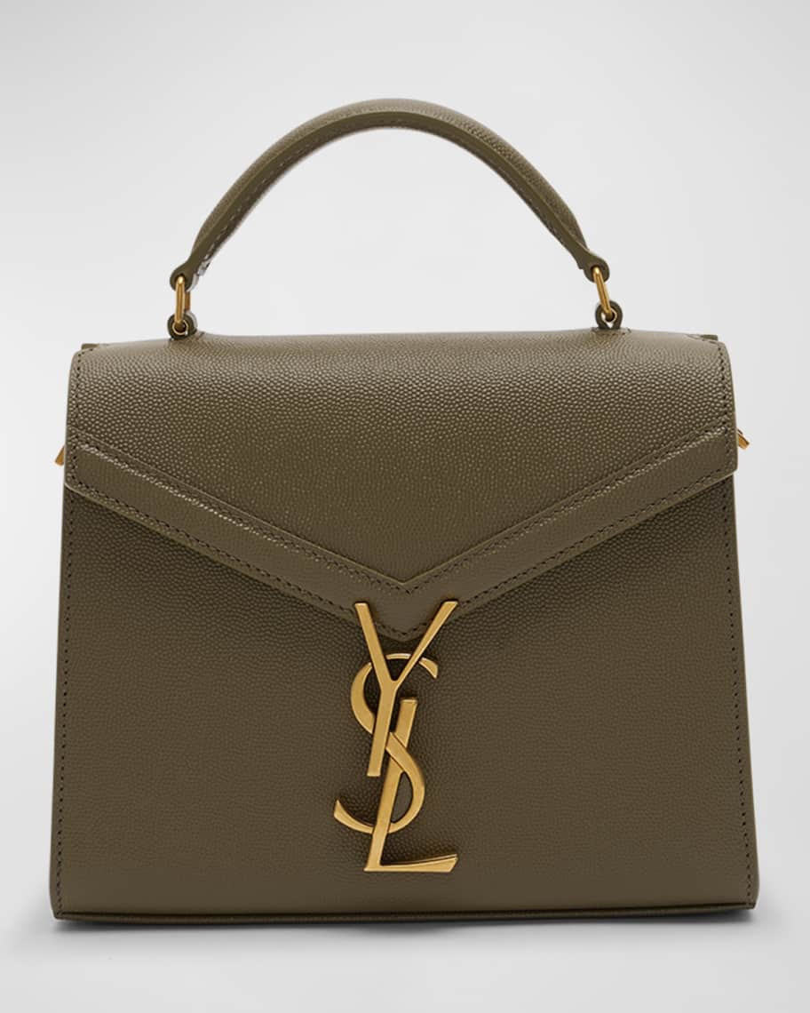 Saint Laurent Cassandra Mini YSL Top Handle Crossbody Bag in Grained Leather | Neiman Marcus