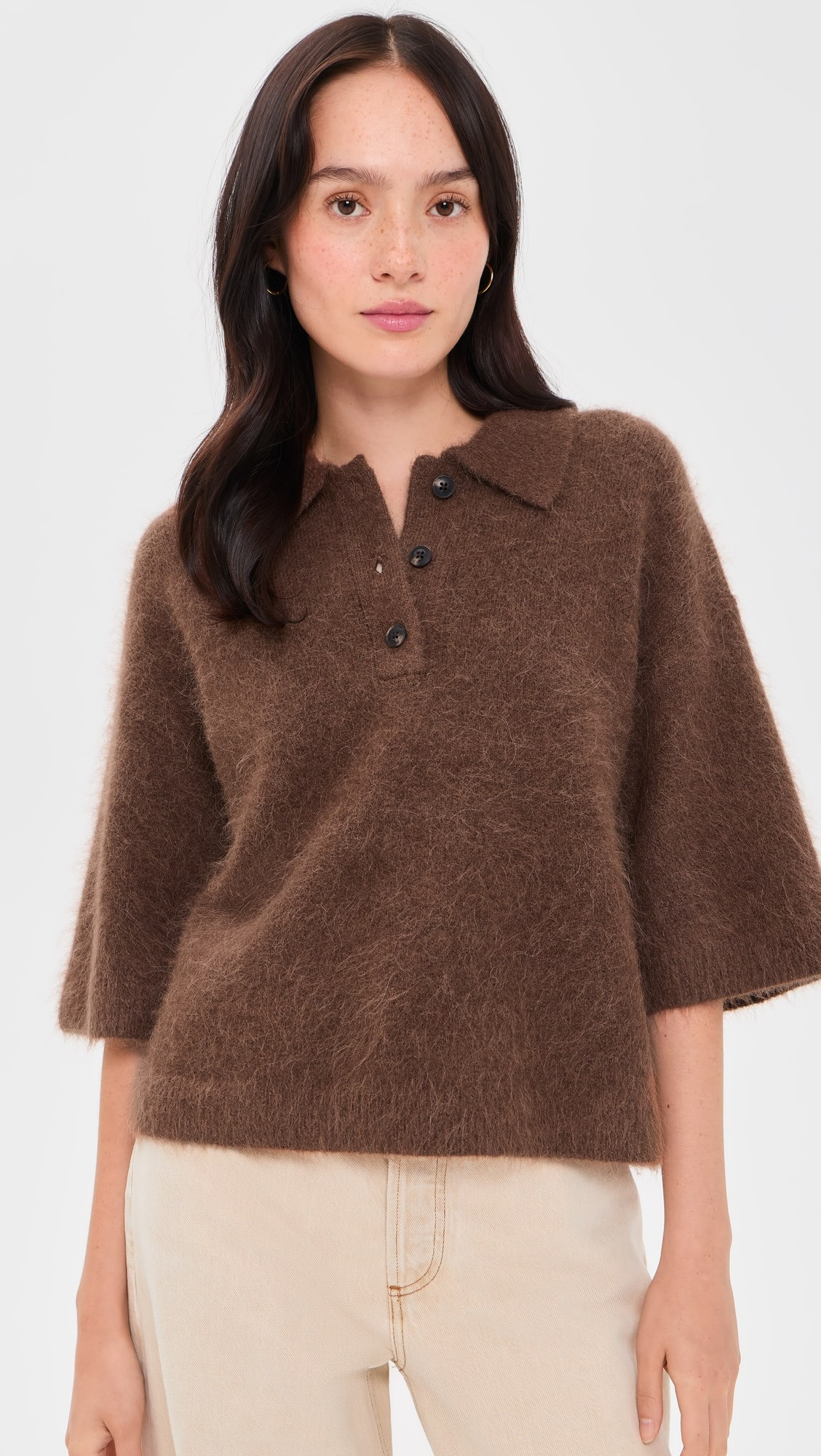 Nadya Alpaca Blend Boxy Polo Sweater | Shopbop