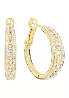 Belk Silverworks Plated Crystal Double Row Hoop Earrings | Belk
