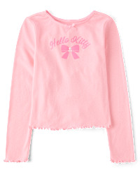 Girls Hello Kitty® Embellished Ribbed Baby Tee - pink | The Children's Place