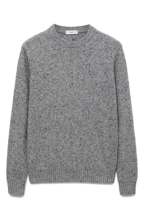MANGO Nep Crewneck Sweater in Medium Heather Grey at Nordstrom, Size Xx-Large | Nordstrom