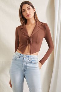 Long-Sleeve Tie-Front Top | Forever 21 (US)