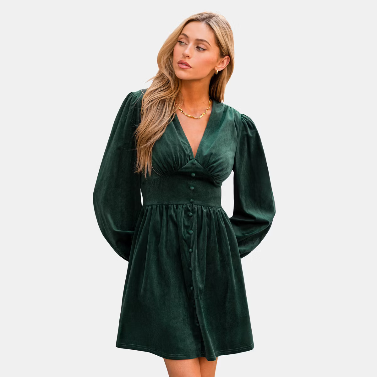 Women's Emerald Green Velvet Button-Down Dress - Cupshe-M-Green | Target