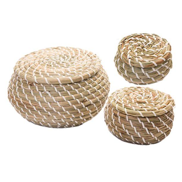 Morefun-Storage Baskets Handmade Straw Woven Storage Baskets Seagrass Organizer Tools With Lid Ra... | Walmart (US)