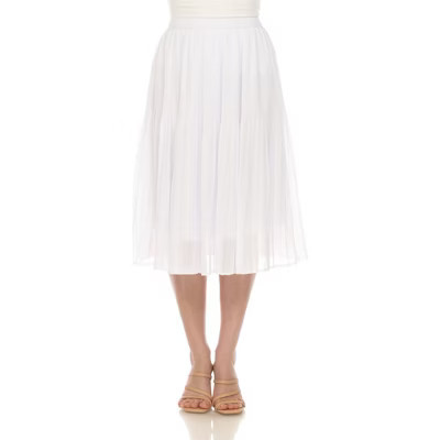White Mark Women's Chiffon Pleated Midi Skirt - White, Small | Target
