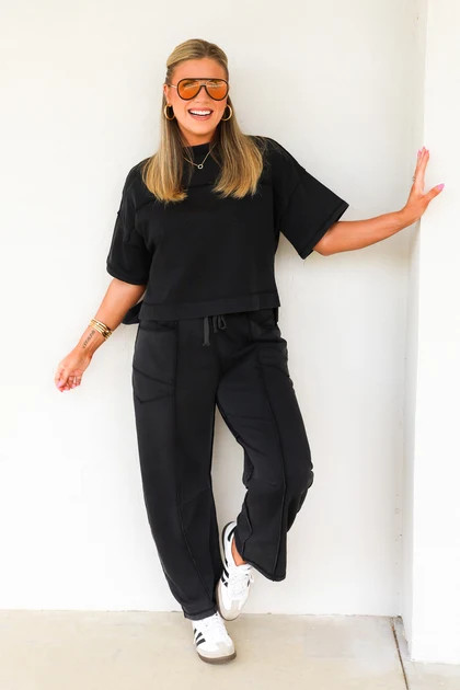 Next Chapter Washed Black Barrel Pant Set | The Willow Tree