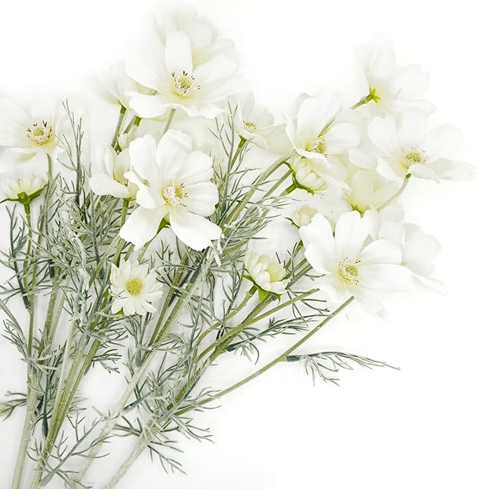 White Artificial Flowers Calliopsis Silk Flower Arrangements, 4 Pcs Long Stem Cosmos Plastic Flow... | Amazon (US)