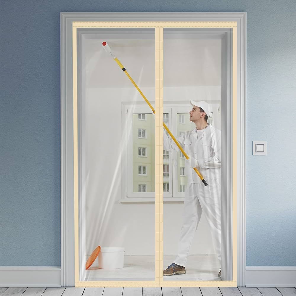 2 Sets Magnetic Dust Barrier Door Kit 47 x 87 in, Construction Plastic Doorway Temporary Door Cov... | Amazon (US)