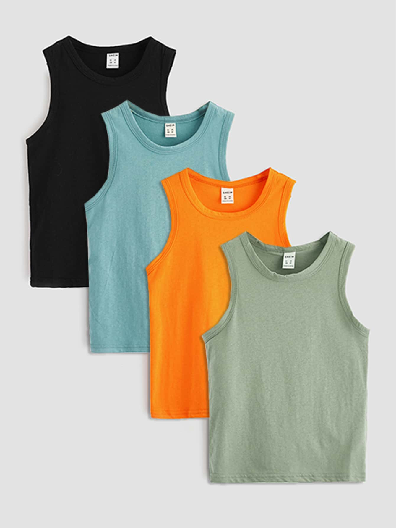 SHEIN 4pcs Young Boys Solid Color Tank Top, Casual | SHEIN