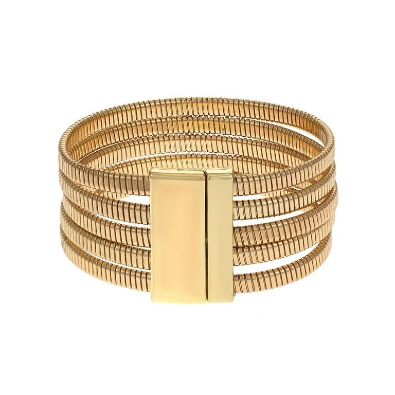 Time and Tru Women's Gold Tone Magnetic Clasp Bracelet | Walmart (US)