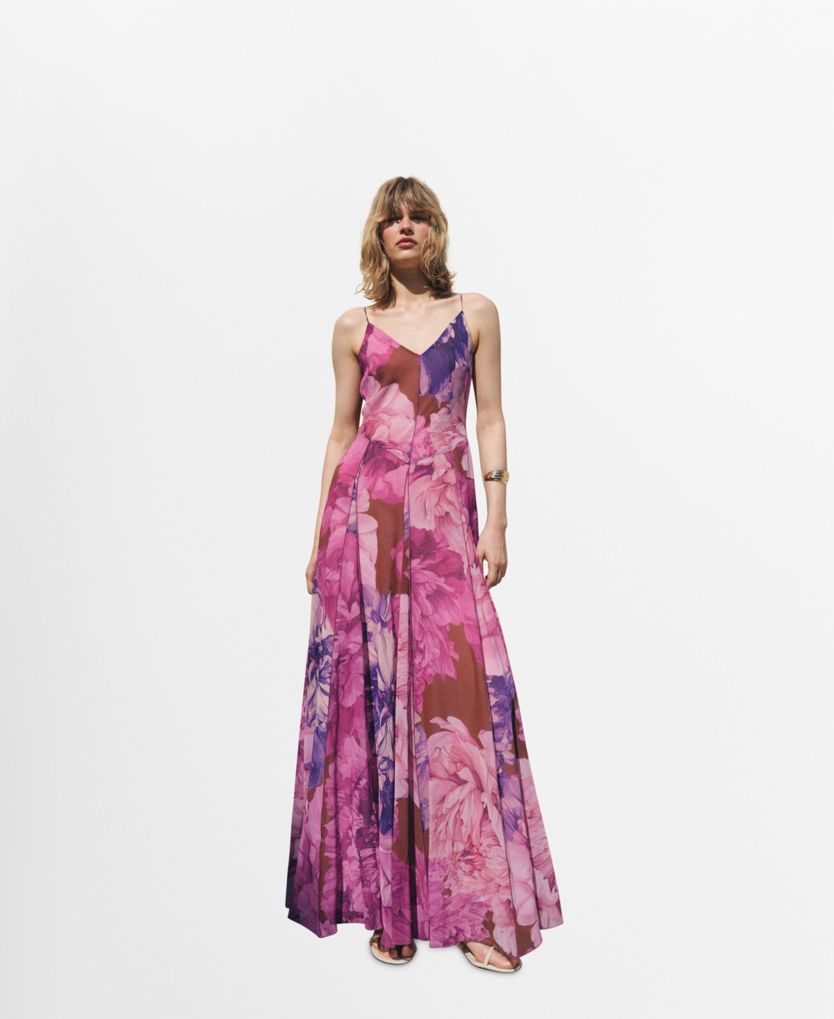 Mango Women's Floral Godet Dress - Purple | Macy's