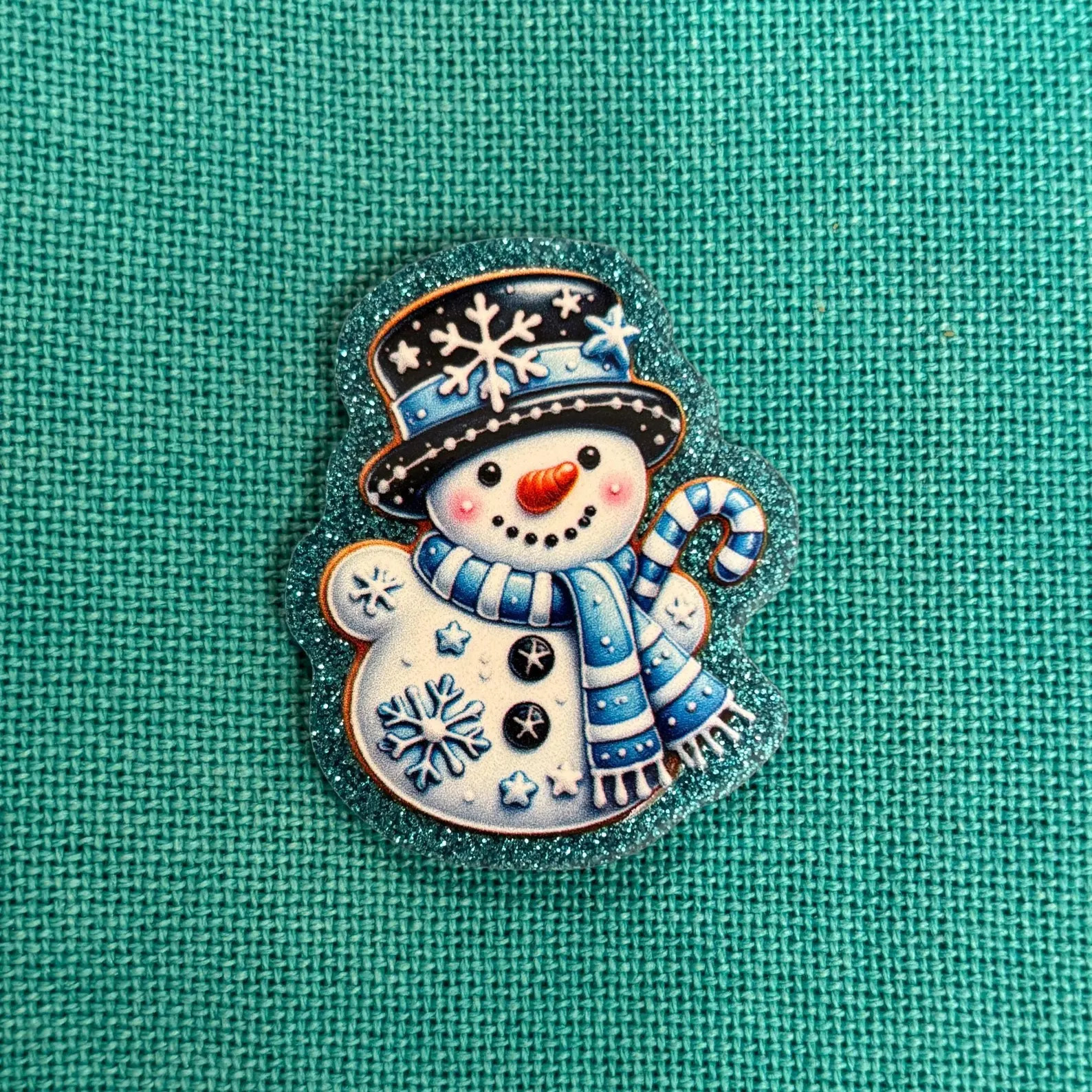 Shimmer Snowman in Blue | Acrylic Needle Minder | Cover Minder | Etsy (Global)