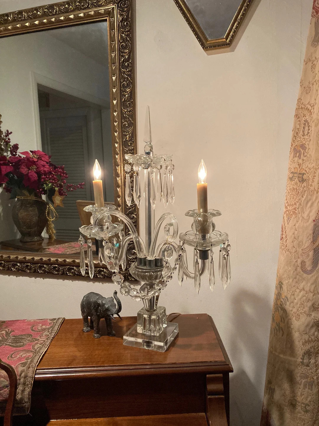 RARE Electric Cut Glass Fireplace Luster Lamps/candelabras  - Etsy | Etsy (US)