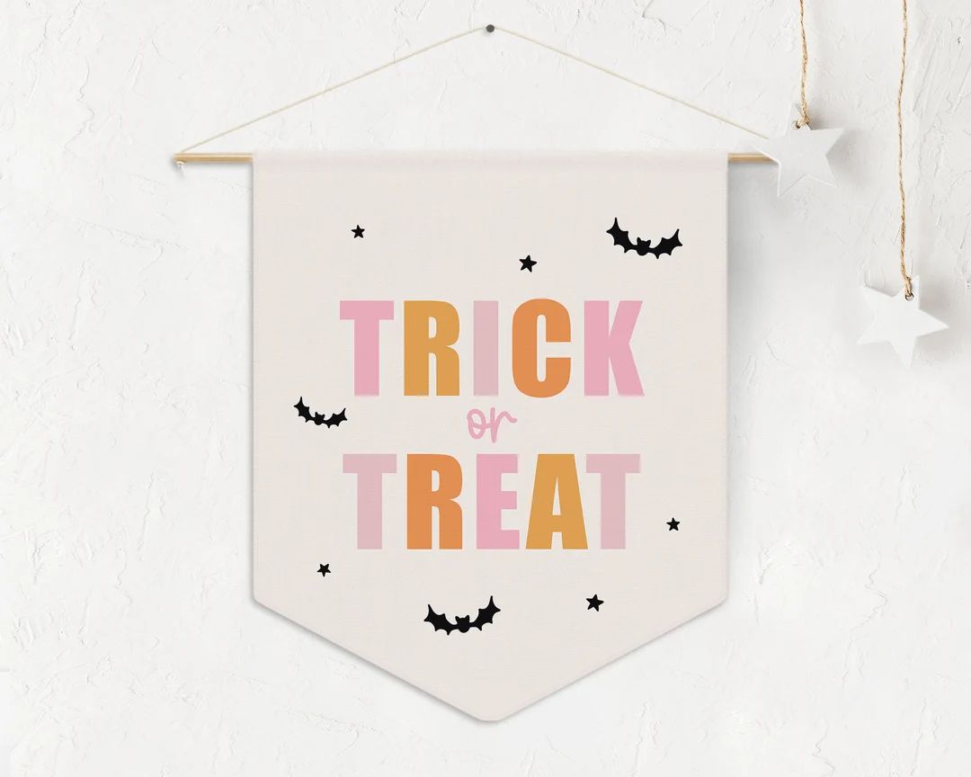 Trick or Treat Pennant, Wall Decoration Halloween, Canvas Flag Halloween, Pennant Kids Room, Penn... | Etsy (US)