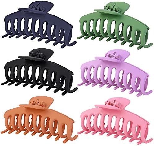 6Pcs Large Hair Claw Clips for Women,Big Hair Claw Clips Strong Hold for Women Thick Thin Hair,Fa... | Amazon (US)