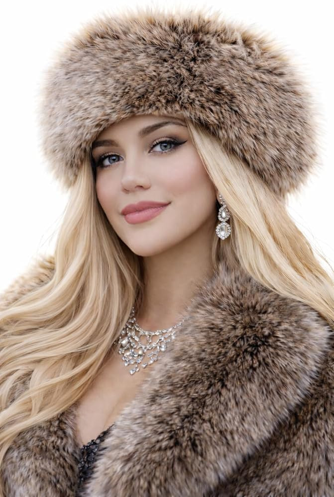 Luxury Plush Faux Fur Winter Hat for Women Soft Brown Fur, Warm Cozy Fit, Stylish Cold Weather Ac... | Amazon (CA)