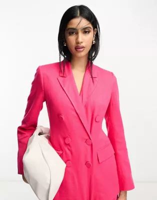 ASOS DESIGN Mix & Match linen suit in hot pink | ASOS (Global)