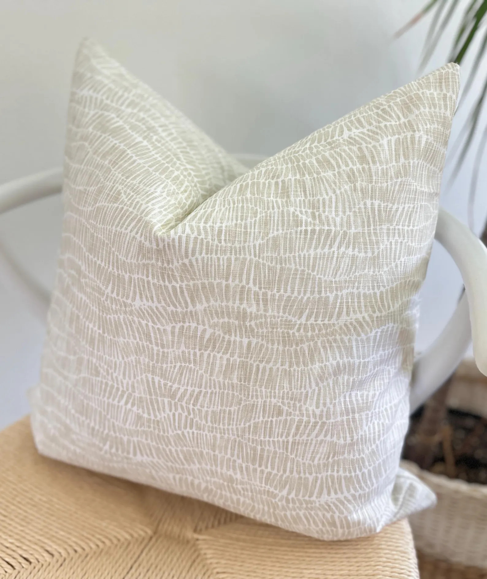 Small Print Pattern Tan Pillow Cover - White Cushion - Beige Linen Pillow  - Geometric - Modern A... | Etsy (US)