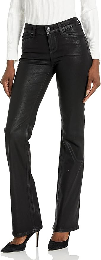 PAIGE Women's Sloane Jolene Pockets Low Rise Trouser Fit Slight Bootcut in Black Fog Luxe Coating | Amazon (US)