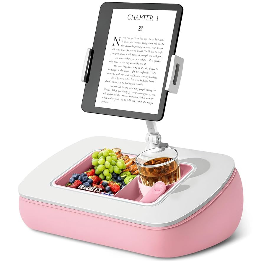 Lap Beanbag Tablet Pillow Stand with Snack Bowl and 360° Rotating Arm, Adjustable iPad Holder fo... | Amazon (US)