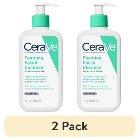 (2 pack) CeraVe Foaming Facial Cleanser for Normal to Oily Skin 12 fl oz | Walmart (US)