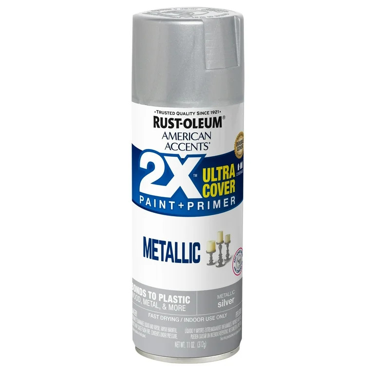 Silver, Rust-Oleum American Accents 2X Ultra Cover Metallic Spray Paint- 11 oz - Walmart.com | Walmart (US)
