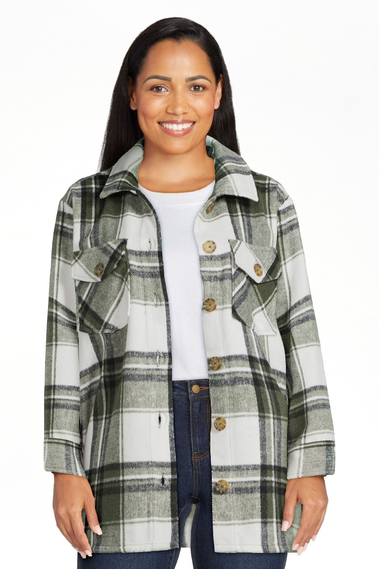 Time and Tru Women's Plaid Button Down Shacket, Sizes XS-XXXL | Walmart (US)