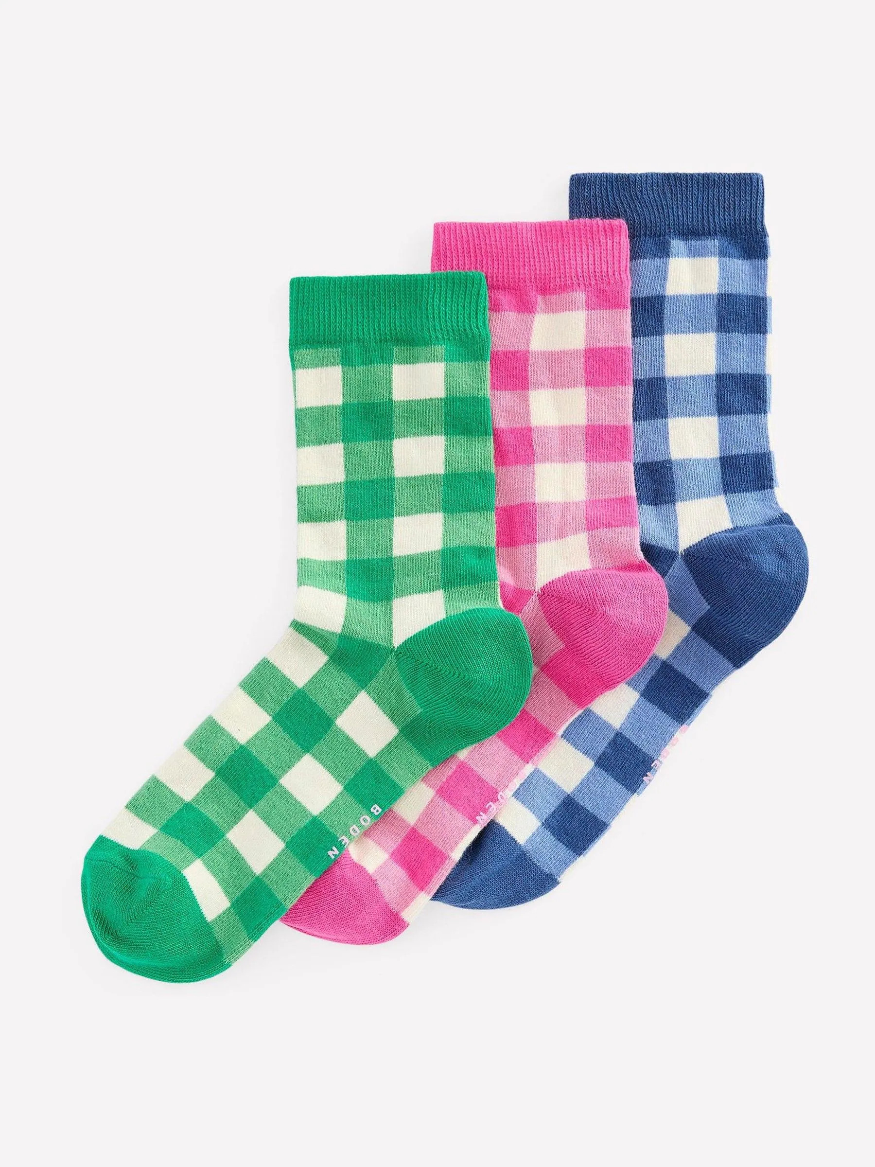 Boden Boden Blue Gingham Socks 3 Pack | Next US