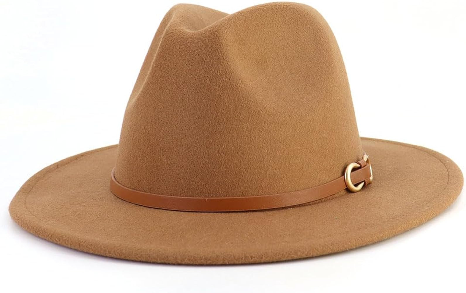 Fedora Hats for Men Women Felt Jazz Hat Wide Brim Panama Hat with Belt Buckle | Amazon (US)
