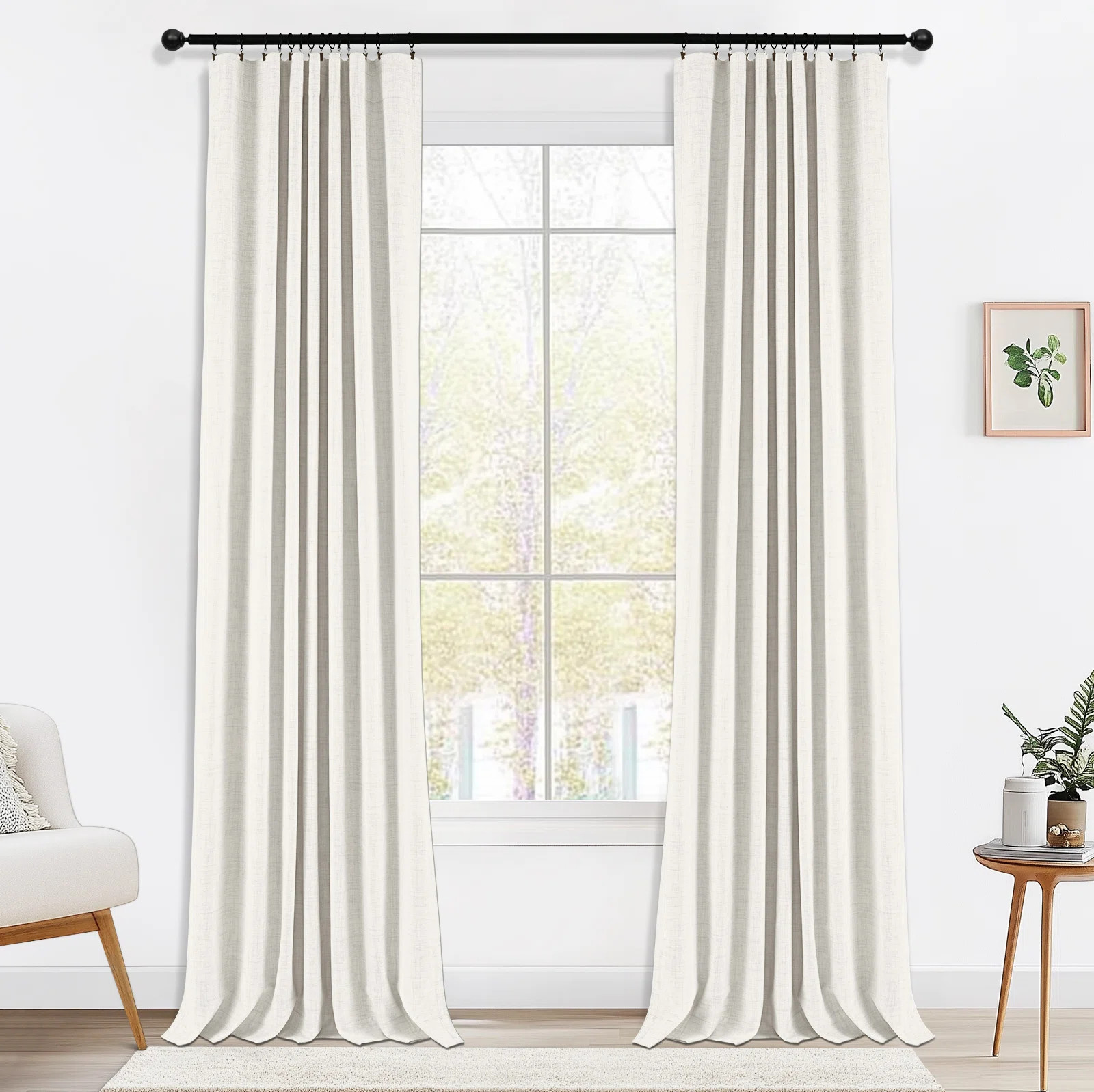 Birglinde Faux Linen Textured Thermal 100% Blackout Curtains for Bedroom Living Room Rod Pocket/R... | Wayfair North America