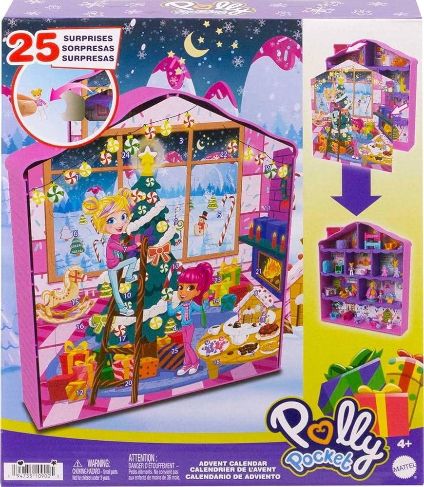 Polly Pocket Dolls Advent Calendar, Gingerbread House Playset with 25 surprise gifts! | Amazon (US)