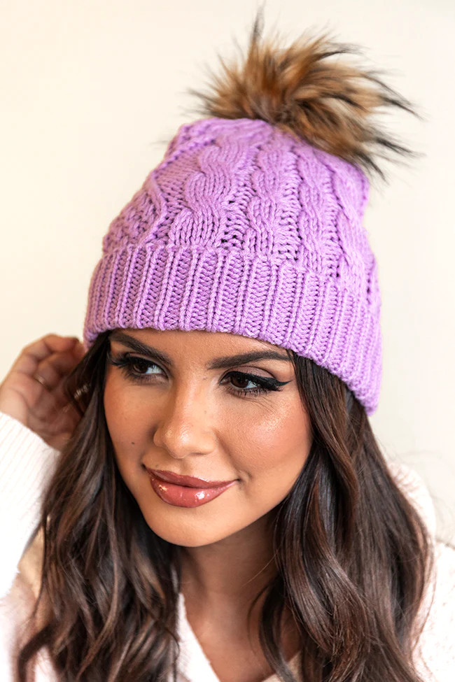 Give Me Chills Purple Pom Beanie | Pink Lily