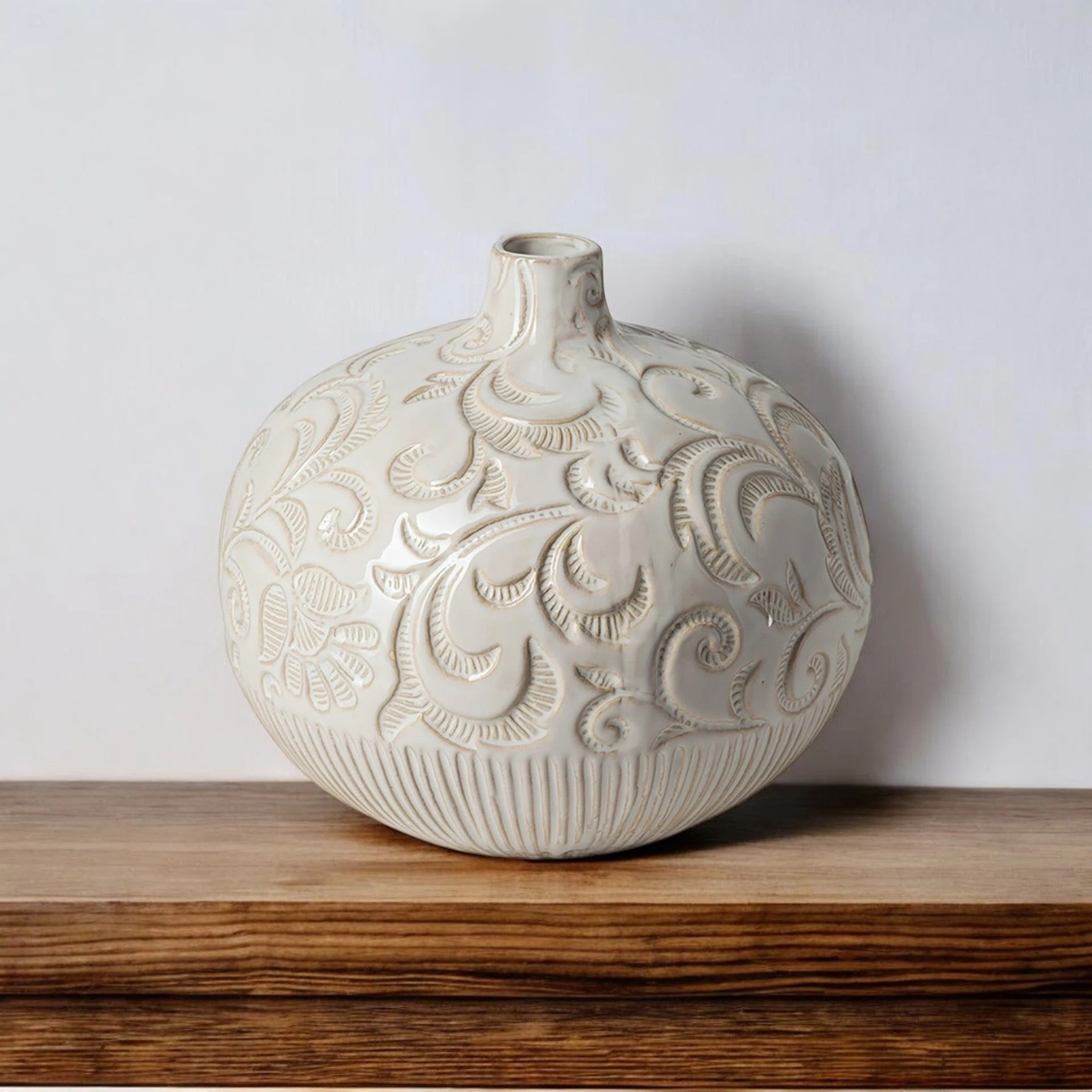 Canora Grey 8" Carved White Ceramic Vase | Wayfair | Wayfair North America